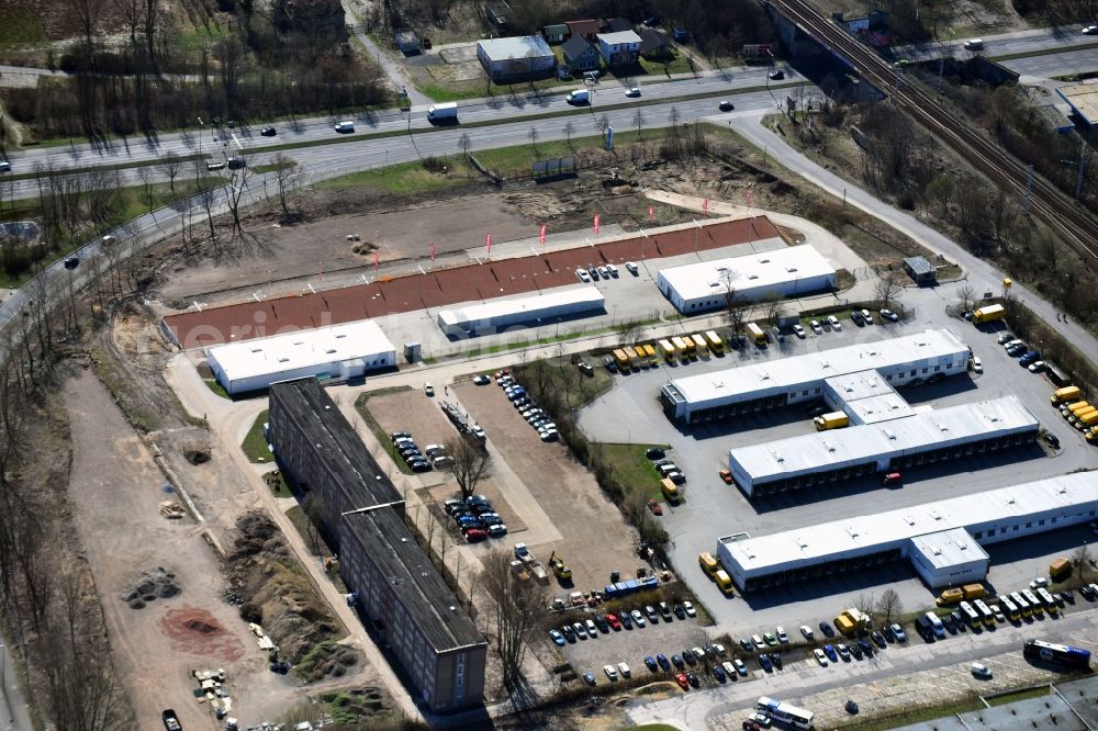 Berlin from above - Construction site at the car dealership of the car Autoland Niederlassung Berlin Alt-Friedrichsfelde in the district Bezirk Marzahn-Hellersdorf in Berlin