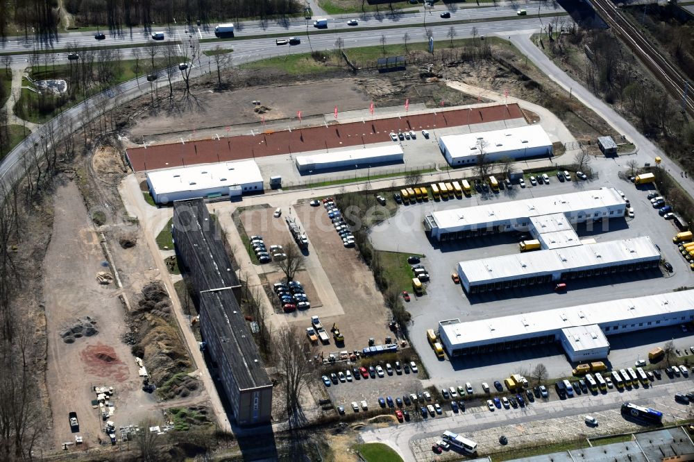 Berlin from the bird's eye view: Construction site at the car dealership of the car Autoland Niederlassung Berlin Alt-Friedrichsfelde in the district Bezirk Marzahn-Hellersdorf in Berlin