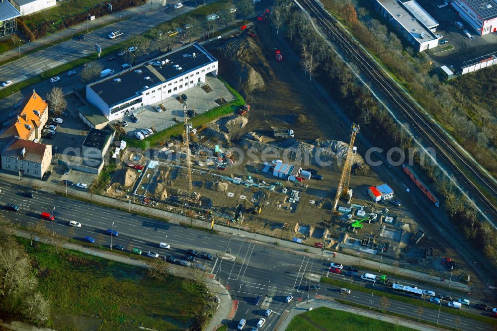 Berlin from the bird's eye view: Construction site at the car dealership of the car of Koch Gruppe Automobile AG Alt-Biesdorf in the district Biesdorf in Berlin, Germany