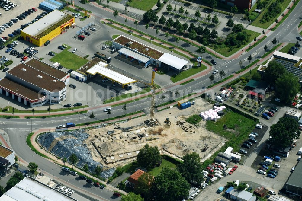 Aerial photograph Teltow - Construction site at the car dealership of the car Oderstrasse - Saganer Strasse in Teltow in the state Brandenburg, Germany