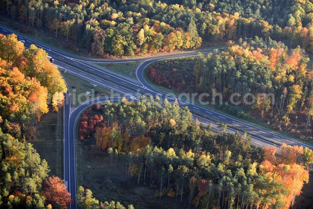 Aerial photograph Spreenhagen - Highway construction site for the expansion and extension of track along the route of the motorway A12 E30 in Spreenhagen in the state Brandenburg