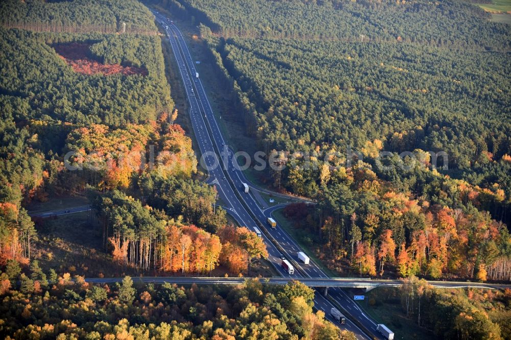 Aerial image Spreenhagen - Highway construction site for the expansion and extension of track along the route of the motorway A12 E30 in Spreenhagen in the state Brandenburg