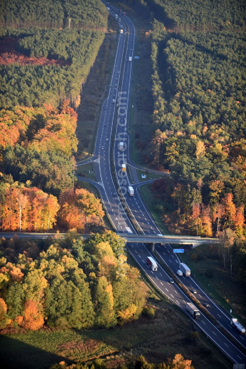 Spreenhagen from above - Highway construction site for the expansion and extension of track along the route of the motorway A12 E30 in Spreenhagen in the state Brandenburg