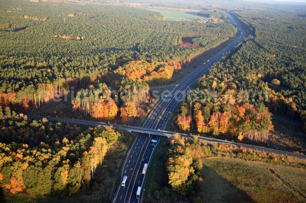 Aerial photograph Spreenhagen - Highway construction site for the expansion and extension of track along the route of the motorway A12 E30 in Spreenhagen in the state Brandenburg