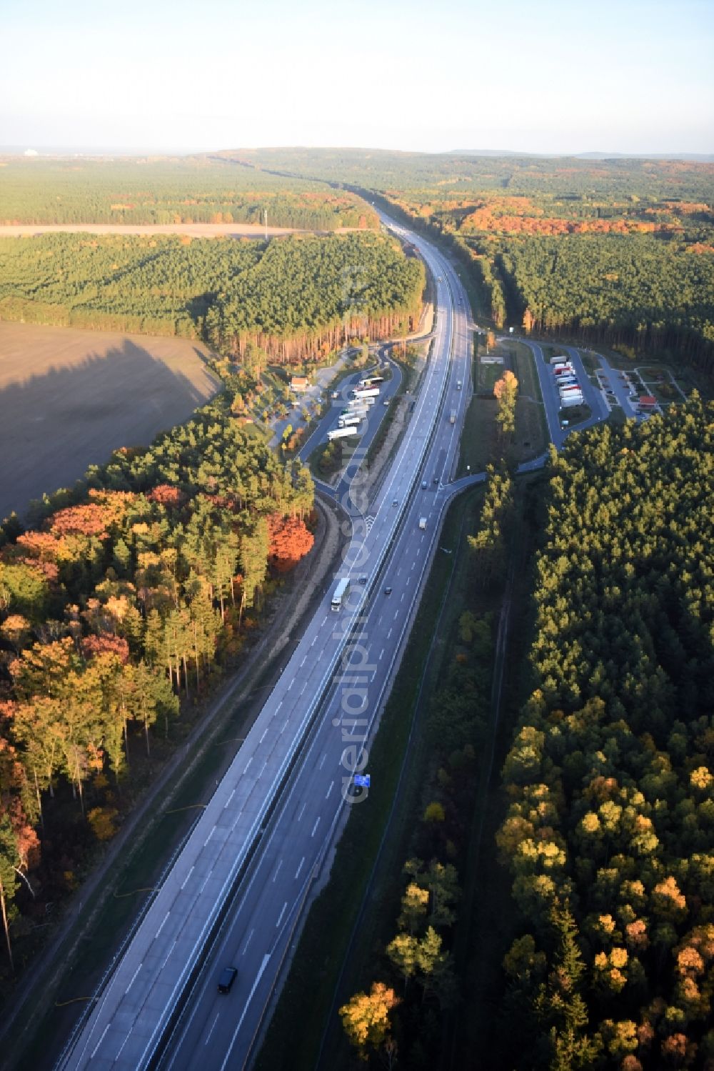 Aerial image Spreenhagen - Highway construction site for the expansion and extension of track along the route of the motorway A12 E30 in Heidesee in the state Brandenburg