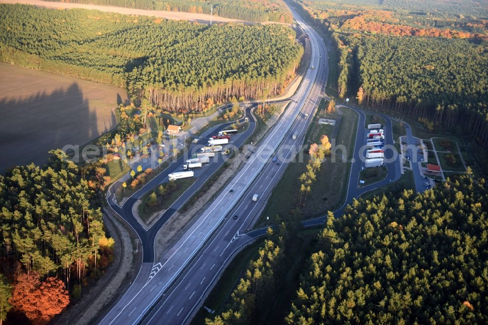 Aerial photograph Spreenhagen - Highway construction site for the expansion and extension of track along the route of the motorway A12 E30 in Heidesee in the state Brandenburg