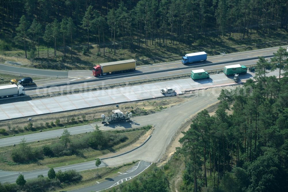 Aerial photograph Spreenhagen - Highway construction site for the expansion and extension of track along the route of the motorway A12 E30 in Spreenhagen in the state Brandenburg