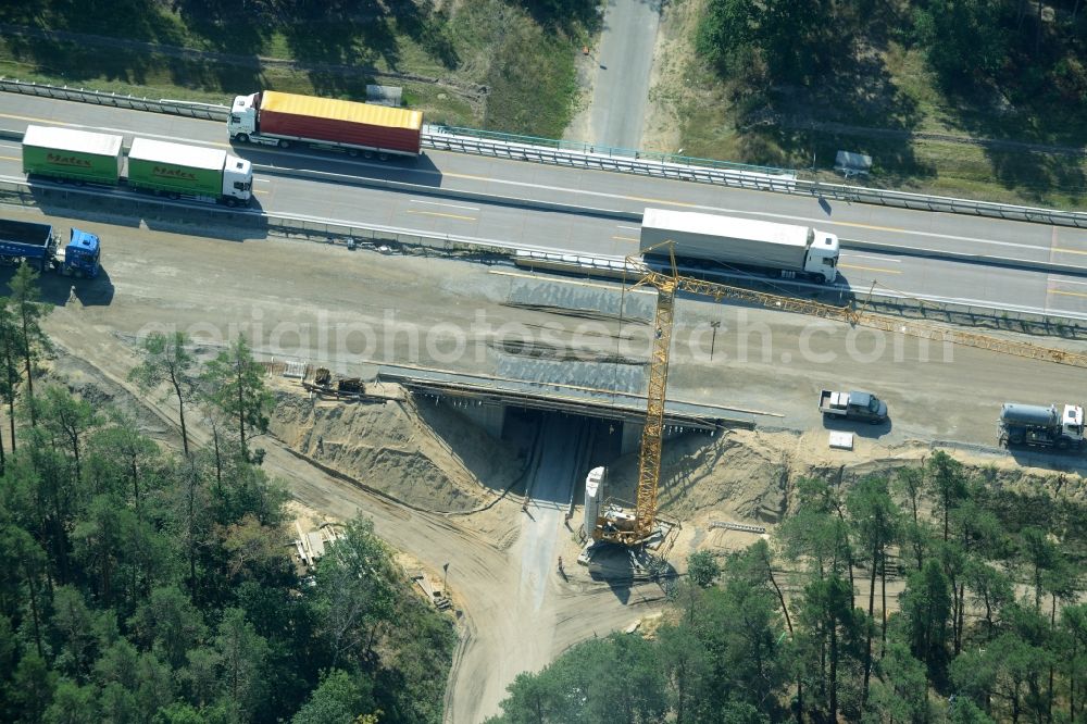 Aerial photograph Spreenhagen - Highway construction site for the expansion and extension of track along the route of the motorway A12 E30 in Spreenhagen in the state Brandenburg