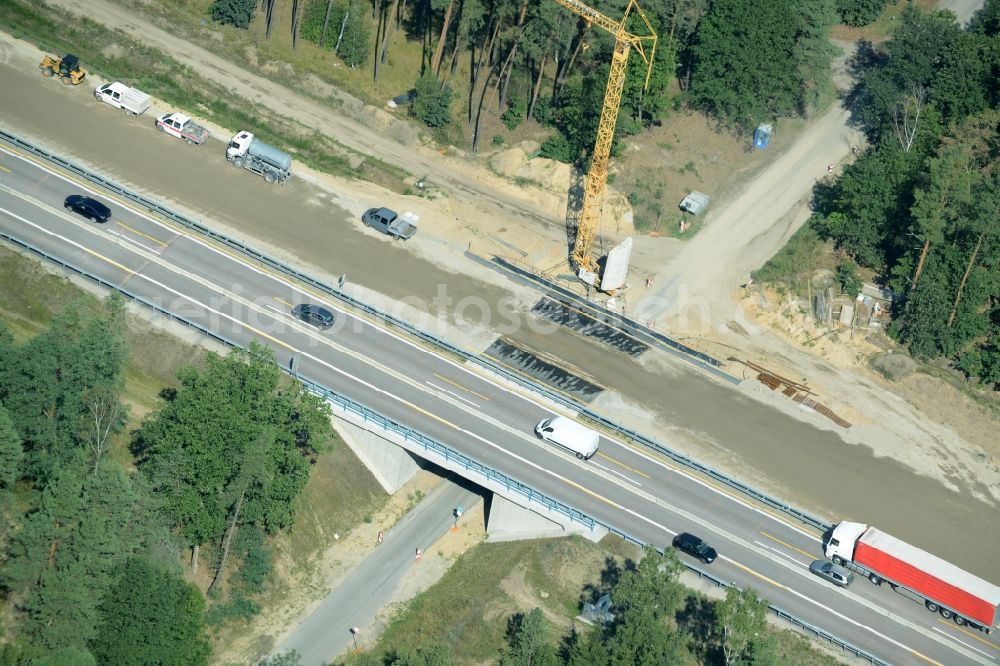 Aerial photograph Spreenhagen - Highway construction site for the expansion and extension of track along the route of the motorway A12 E30 in Spreenhagen in the state Brandenburg