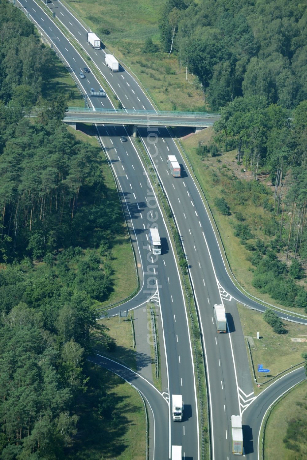 Aerial photograph Spreenhagen - Highway construction site for the expansion and extension of track along the route of the motorway A12 E30 in Spreenhagen in the state Brandenburg