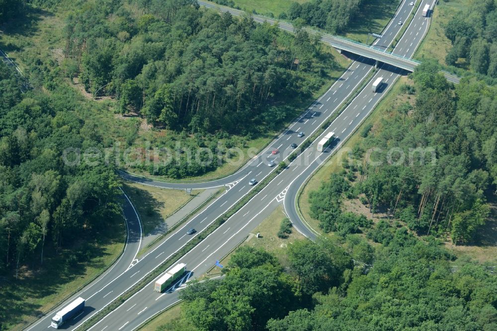 Aerial image Spreenhagen - Highway construction site for the expansion and extension of track along the route of the motorway A12 E30 in Spreenhagen in the state Brandenburg