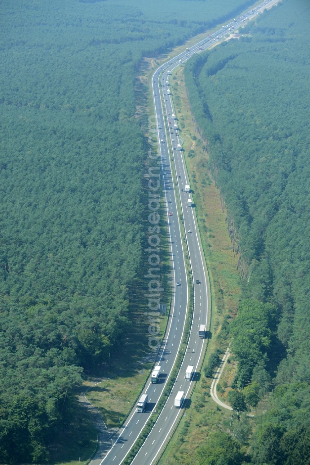 Aerial photograph Spreenhagen - Highway construction site for the expansion and extension of track along the route of the motorway A12 E30 in Spreenhagen in the state Brandenburg