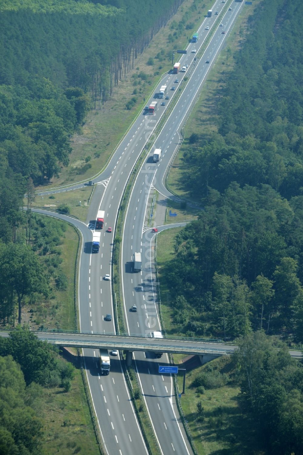 Aerial image Spreenhagen - Highway construction site for the expansion and extension of track along the route of the motorway A12 E30 in Spreenhagen in the state Brandenburg