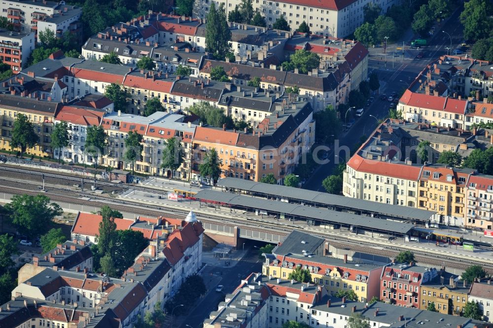 Berlin from the bird's eye view: View onto the construction area at the city railway station in Treptow-Köpenick