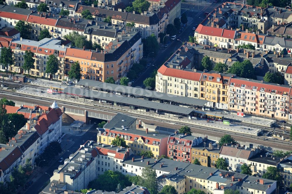 Aerial image Berlin - View onto the construction area at the city railway station in Treptow-Köpenick