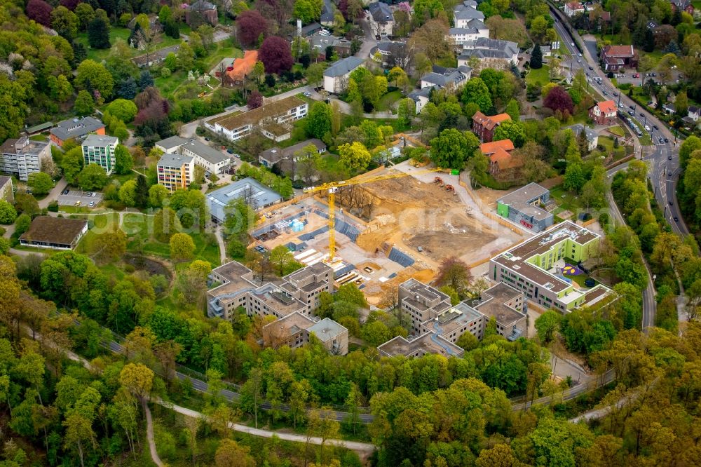 Aerial photograph Düsseldorf - Construction site of building phase 1 on the premises of the hospital LVR-Klinikum on Grafenberg in Duesseldorf in the state of North Rhine-Westphalia