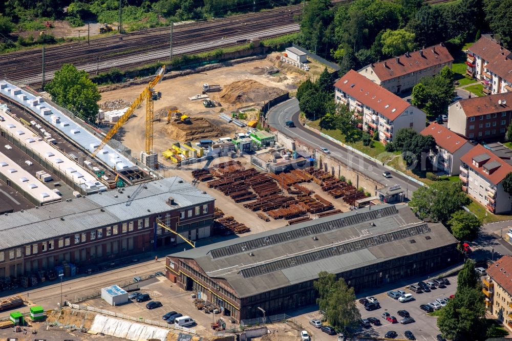 Witten from the bird's eye view: Construction site and works in the industrial area in the South of Kronenstrasse in Witten in the state of North Rhine-Westphalia