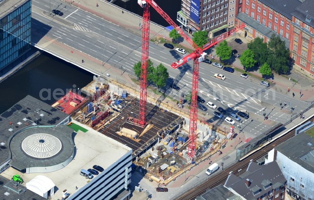 Aerial image Hamburg - Construction site of the construction company in August PRIEN Construction GmbH & Co. KG to build a new residential and commercial building in Hamburg