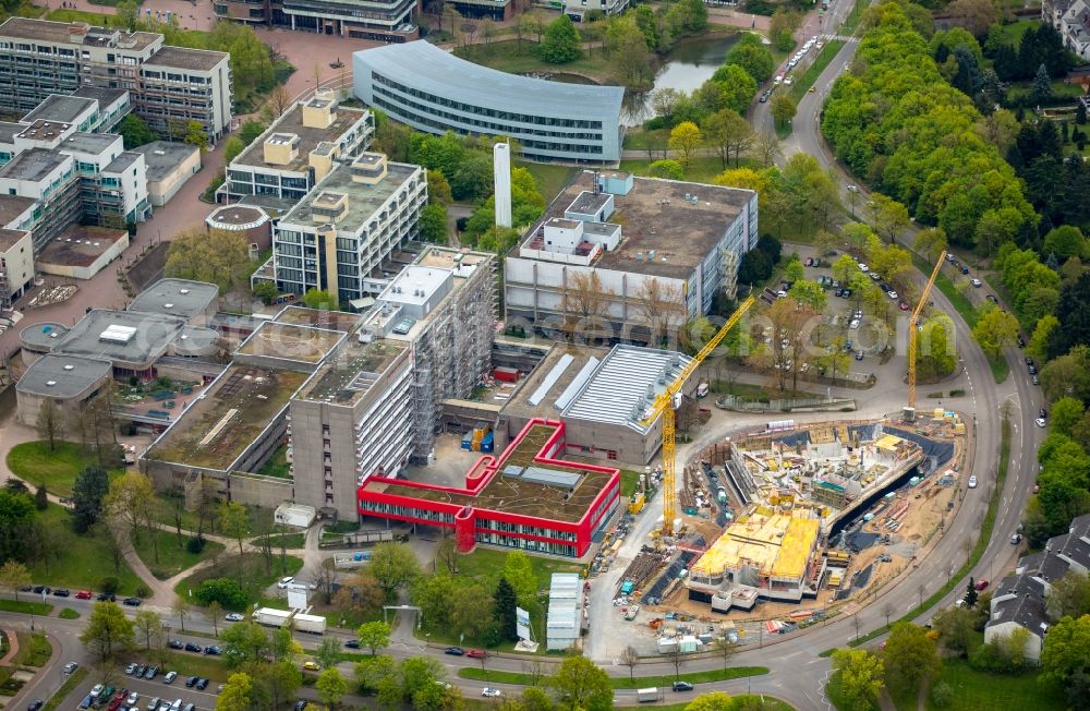 Aerial image Düsseldorf - Construction site at the building block 22 on site of the campus of Heinrich-Heine- University in Duesseldorf in the state of North Rhine-Westphalia