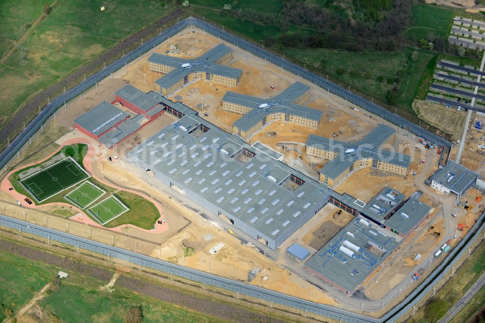 Großbeeren from above - Construction site of the new penal institution Heidering Grossbeeren