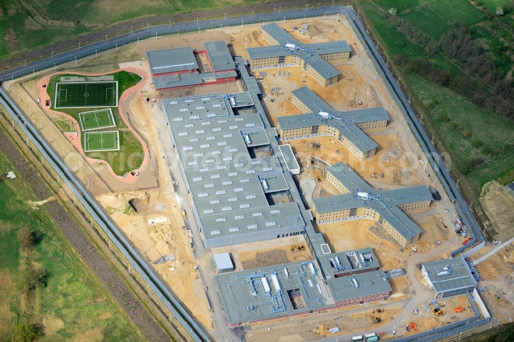 Großbeeren from the bird's eye view: Construction site of the new penal institution Heidering Grossbeeren