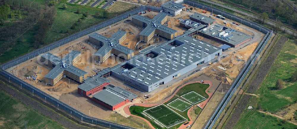 Aerial image Großbeeren - Construction site of the new penal institution Heidering Grossbeeren