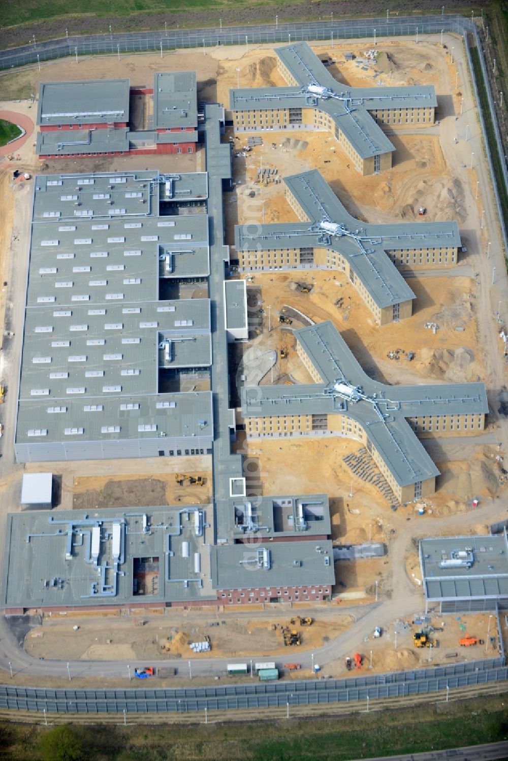 Aerial image Großbeeren - Construction site of the new penal institution Heidering Grossbeeren