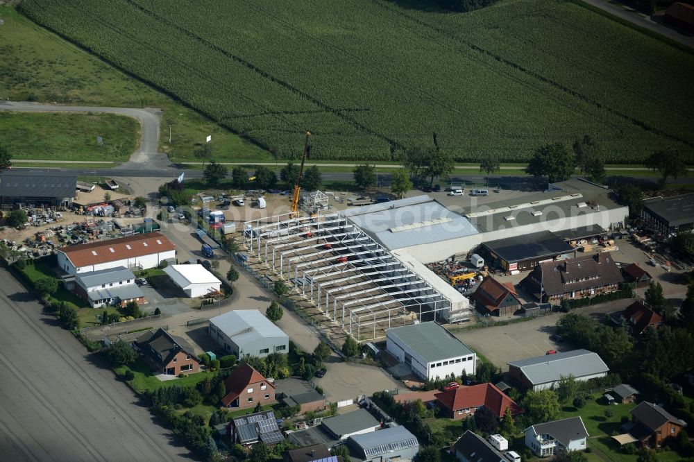 Burgwedel from above - Construction site at the depot of the Rosenhagen GmbH in Burgwedel in the state Lower Saxony