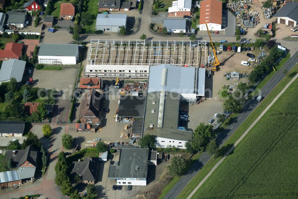 Aerial photograph Burgwedel - Construction site at the depot of the Rosenhagen GmbH in Burgwedel in the state Lower Saxony