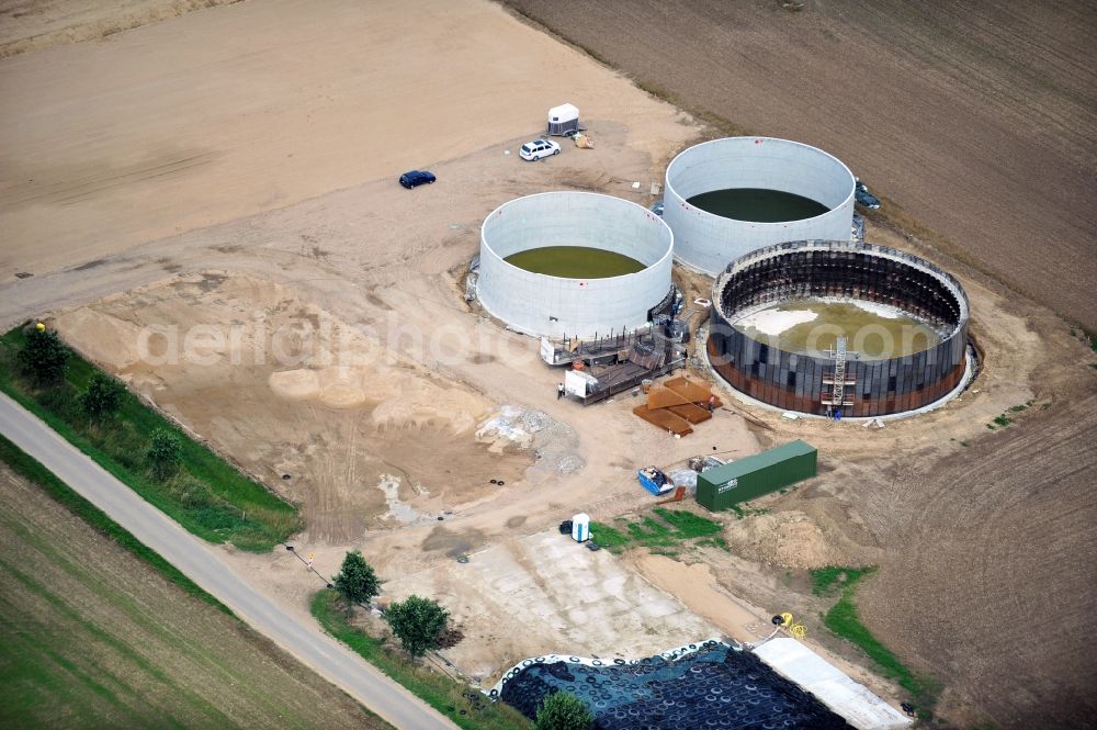 Langwedel from above - View onto the yet uncompleted area of the Bioenergie Langwedel GmbH & Co. KG in Langwedel in the state Schleswig-Holstein