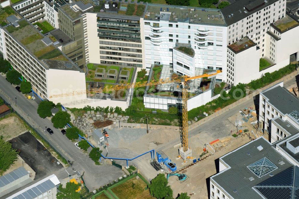 Aerial image Berlin - Construction site in the office and buisness building - Ensemble in the Erna-Berger-Strasse in Berlin, Germany