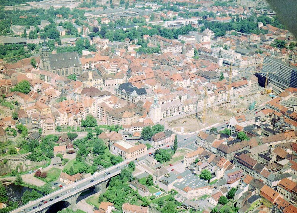 Aerial photograph Bautzen / Sachsen - Baustelle für ein Büro- und Geschäftszentrum Kornmarktzentrum im Stadtzentrum in Bautzen / Sachs.