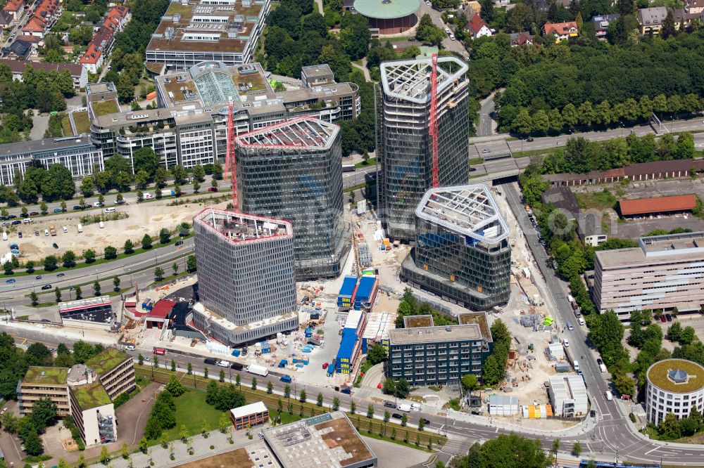 München from the bird's eye view: Construction site of office building of the administration and business house ensemble Bavaria Towers on Truderinger Strasse in the district on street Riedenburger Strasse of Bogenhausen in Munich in the state Bavaria, Germany