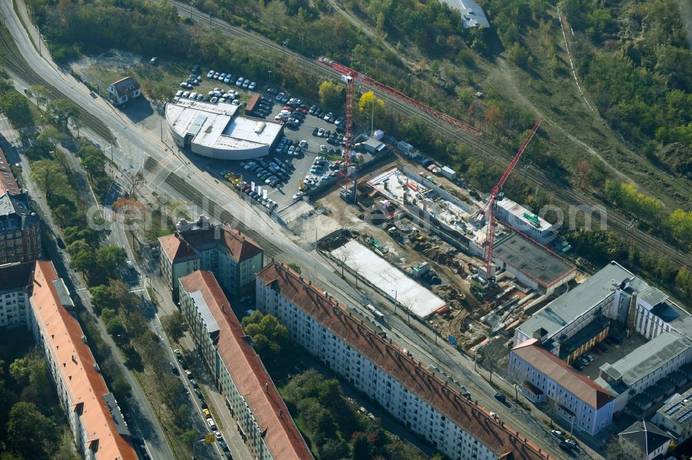 Aerial image Dresden - Building site office building of the TLG Immobilien AG along the Grossenhainer Strasse in Dresden in the state Saxony, Germany