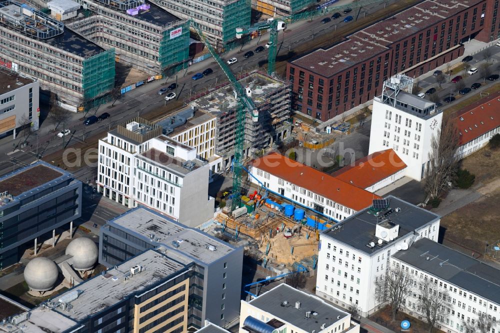 Berlin from above - Building site office building Am Audio corner Rudower Chaussee in the district Adlershof - Johannestal in Berlin, Germany