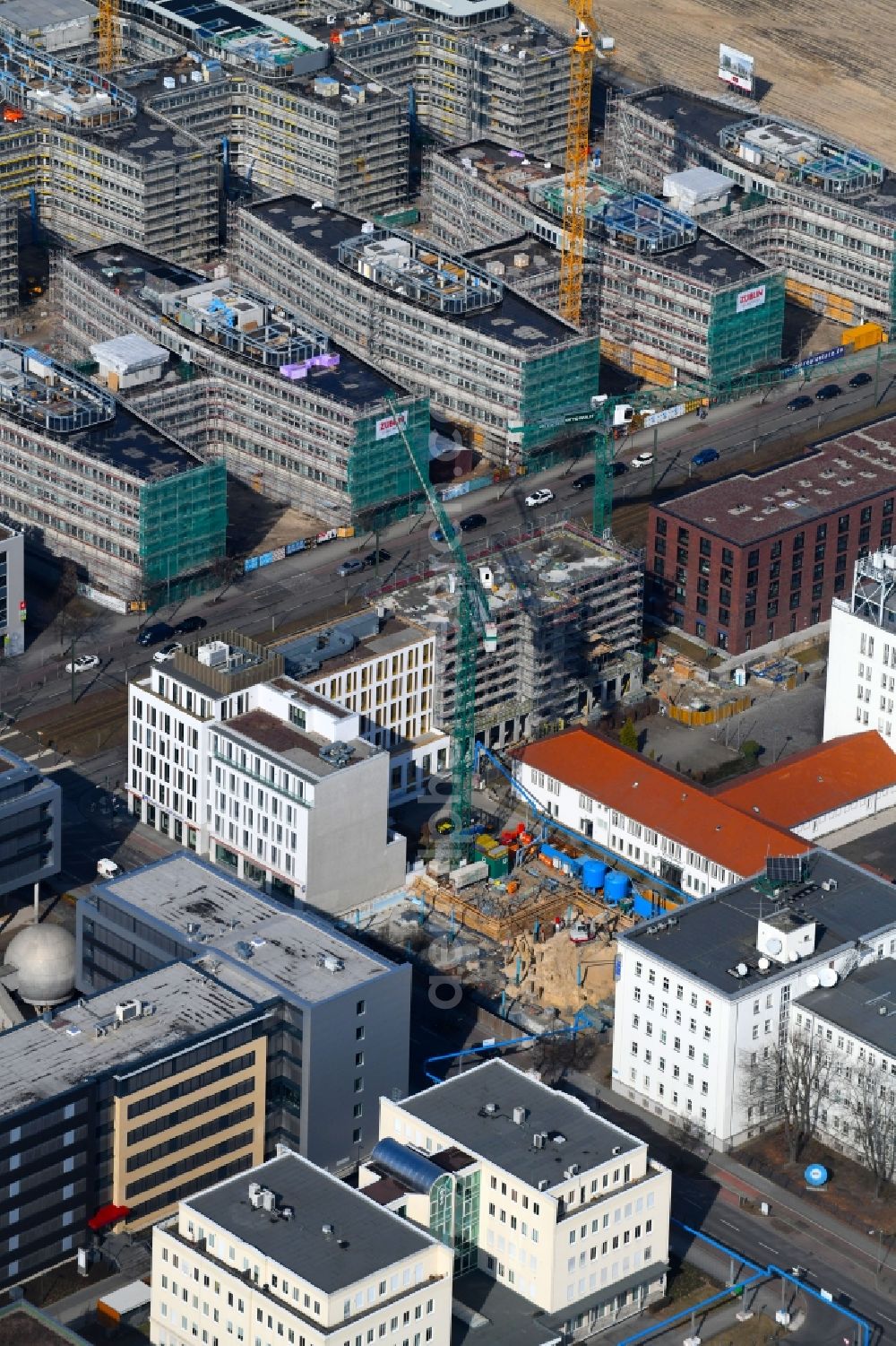 Aerial image Berlin - Building site office building Am Audio corner Rudower Chaussee in the district Adlershof - Johannestal in Berlin, Germany