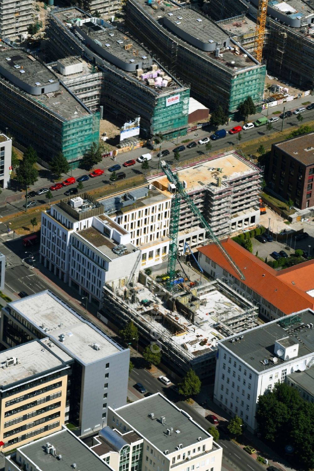 Aerial photograph Berlin - Building site office building Am Audio corner Rudower Chaussee in the district Adlershof - Johannestal in Berlin, Germany