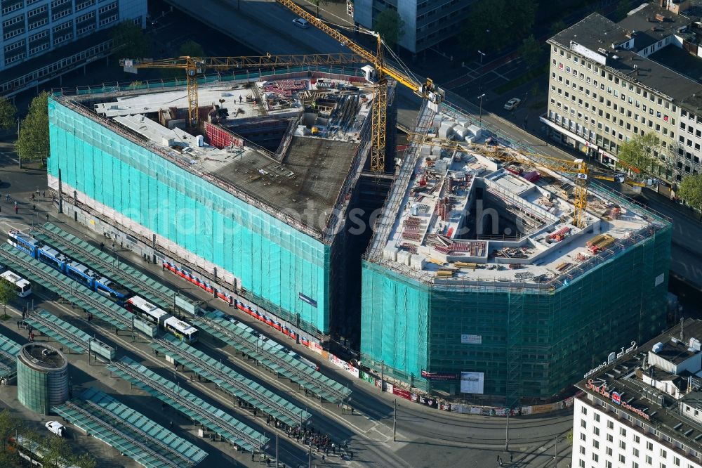 Bremen from the bird's eye view: Building site office building Bahnhofstrasse corner Herdentorsteinweg in Bremen, Germany