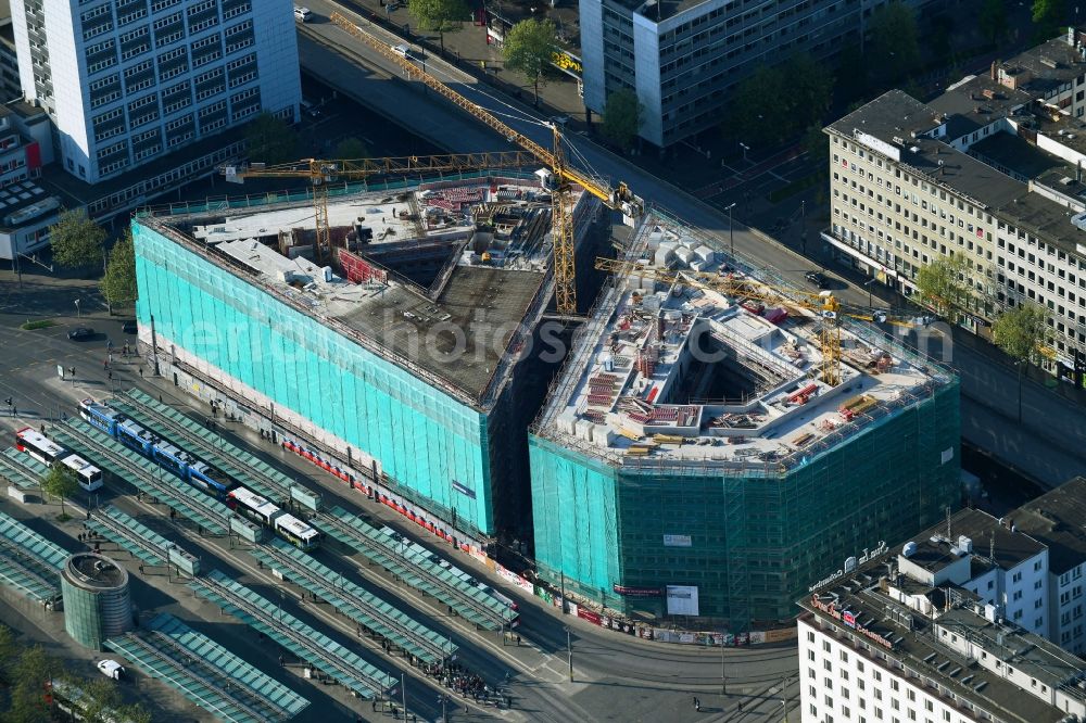 Aerial image Bremen - Building site office building Bahnhofstrasse corner Herdentorsteinweg in Bremen, Germany