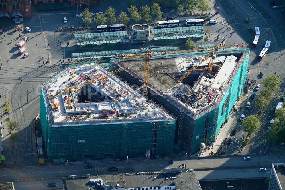 Bremen from above - Building site office building Bahnhofstrasse corner Herdentorsteinweg in Bremen, Germany