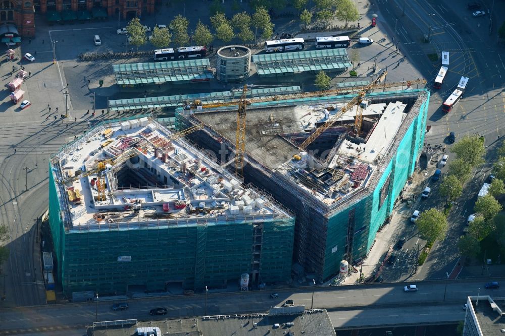 Bremen from the bird's eye view: Building site office building Bahnhofstrasse corner Herdentorsteinweg in Bremen, Germany