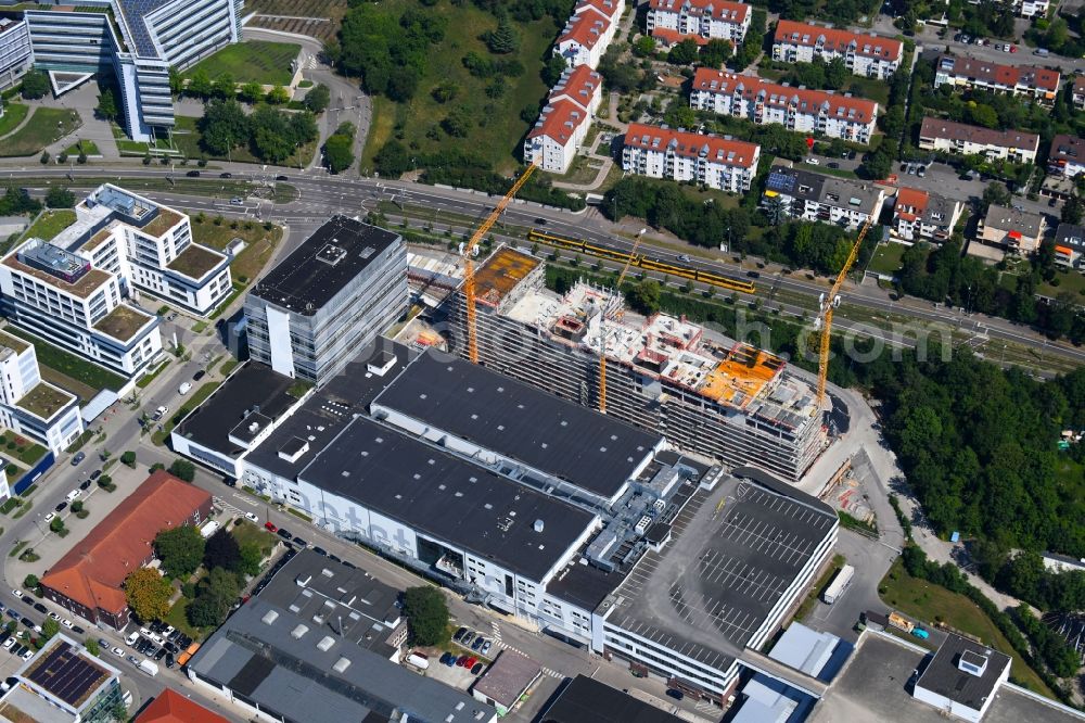 Stuttgart from above - Building site office building Bueropark Loewentorbogen on Loewentorstrasse in Stuttgart in the state Baden-Wurttemberg, Germany