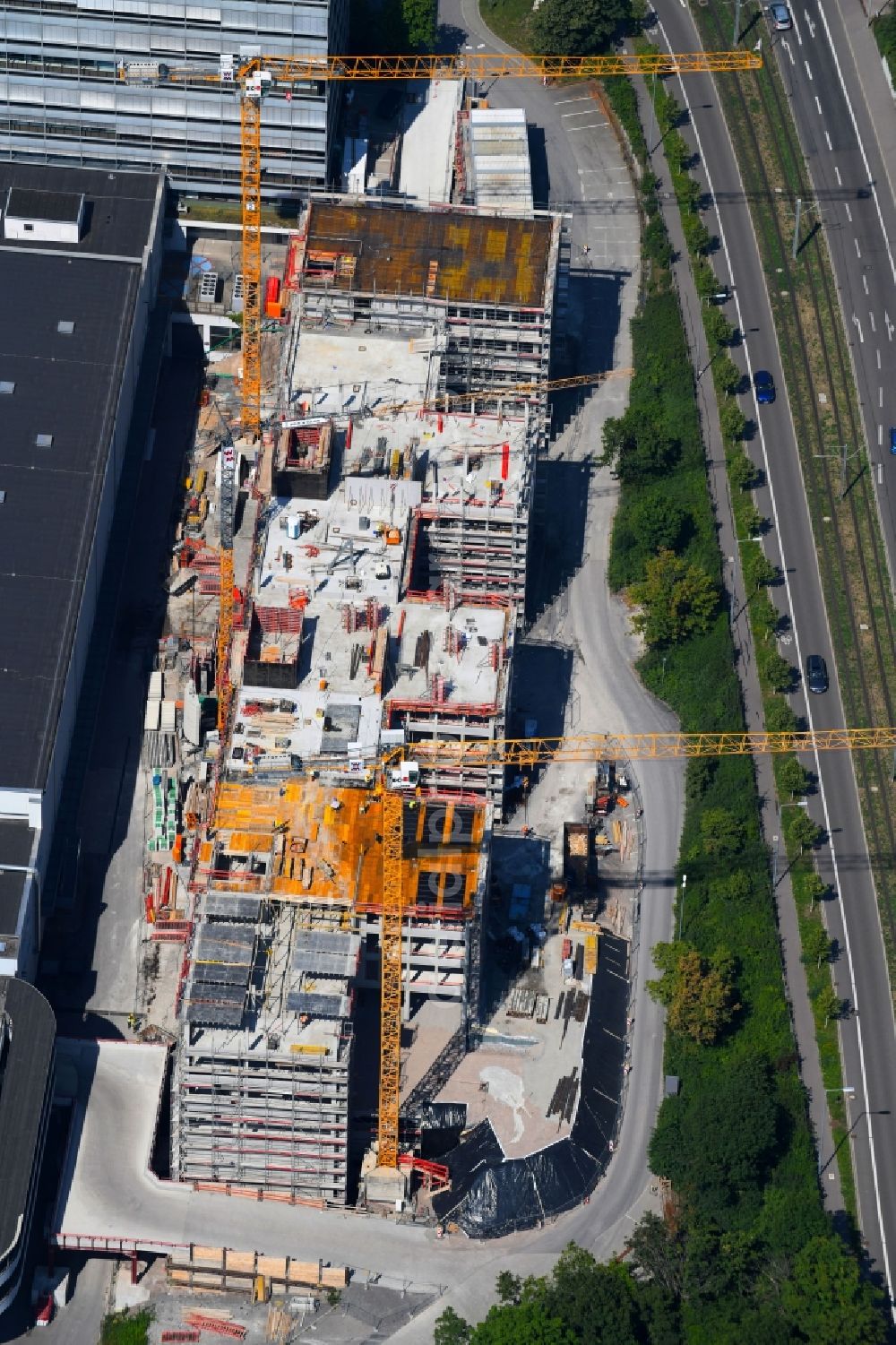 Aerial photograph Stuttgart - Building site office building Bueropark Loewentorbogen on Loewentorstrasse in Stuttgart in the state Baden-Wurttemberg, Germany