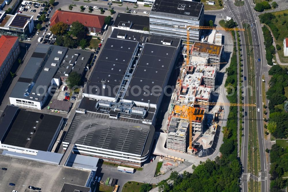 Stuttgart from above - Building site office building Bueropark Loewentorbogen on Loewentorstrasse in Stuttgart in the state Baden-Wurttemberg, Germany