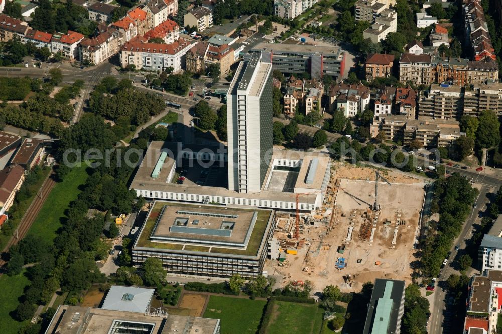 Aerial image Karlsruhe - Building site office building Deutsche Rentenversicherung Baden-Wuerttemberg in Karlsruhe in the state Baden-Wuerttemberg