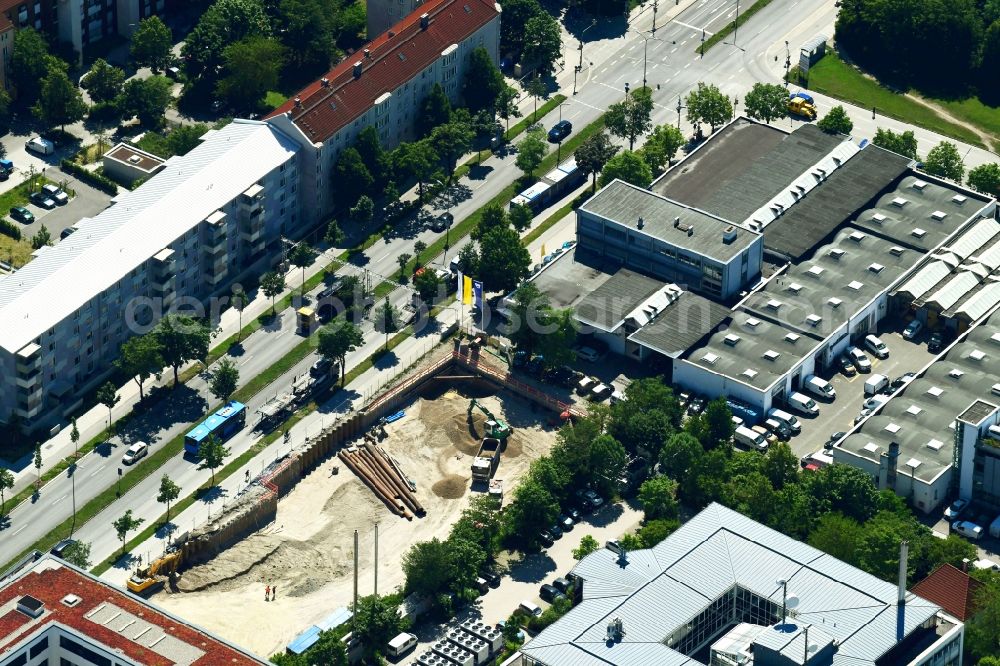 Aerial image München - Building site office building of EDAG Engineering GmbH in the district Milbertshofen-Am Hart in Munich in the state Bavaria, Germany