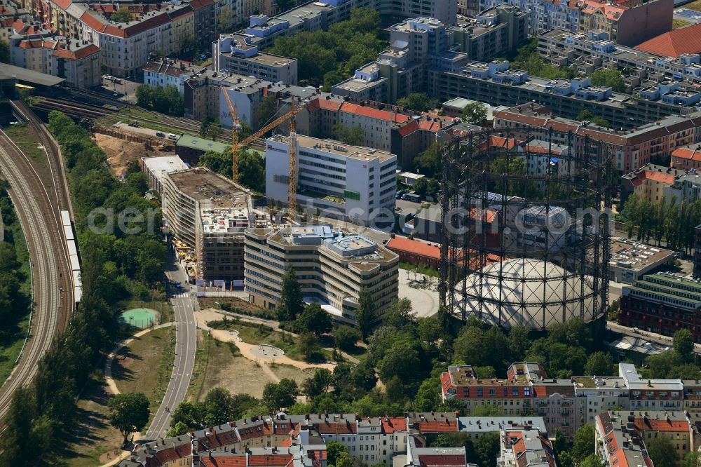 Berlin from the bird's eye view: Building site office building of EUREF AG on EUREF-Conpus in the district Schoeneberg in Berlin, Germany