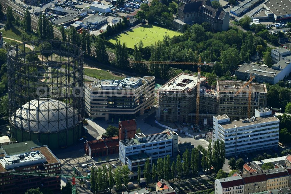 Aerial image Berlin - Building site office building of EUREF AG on EUREF-Conpus in the district Schoeneberg in Berlin, Germany