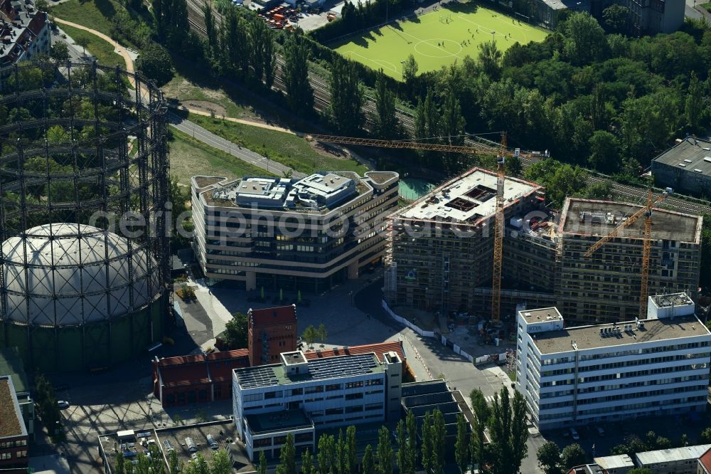 Aerial photograph Berlin - Building site office building of EUREF AG on EUREF-Conpus in the district Schoeneberg in Berlin, Germany