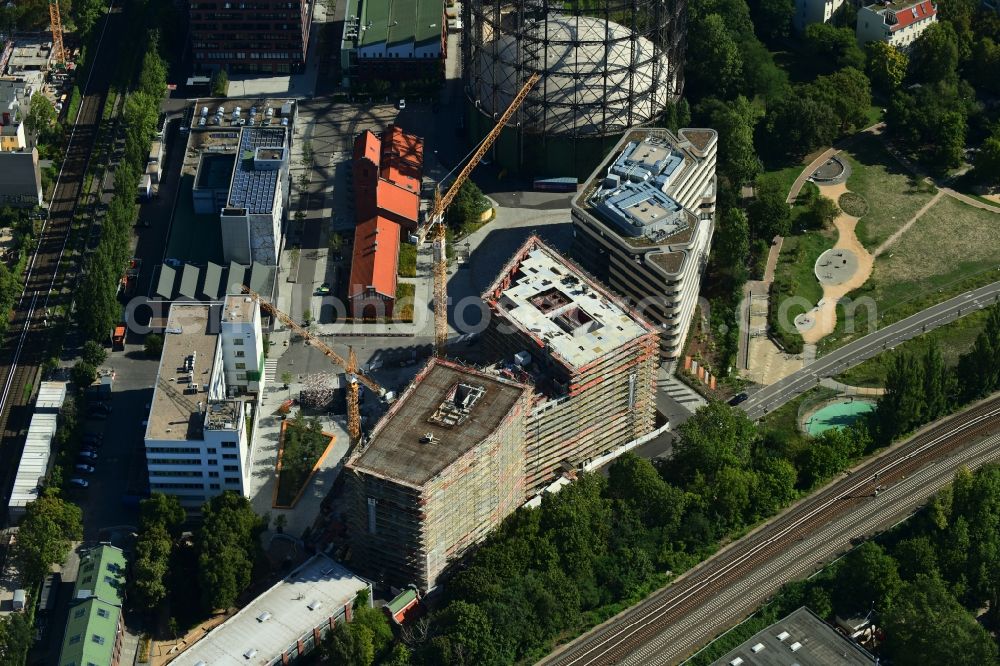 Aerial photograph Berlin - Building site office building of EUREF AG on EUREF-Conpus in the district Schoeneberg in Berlin, Germany